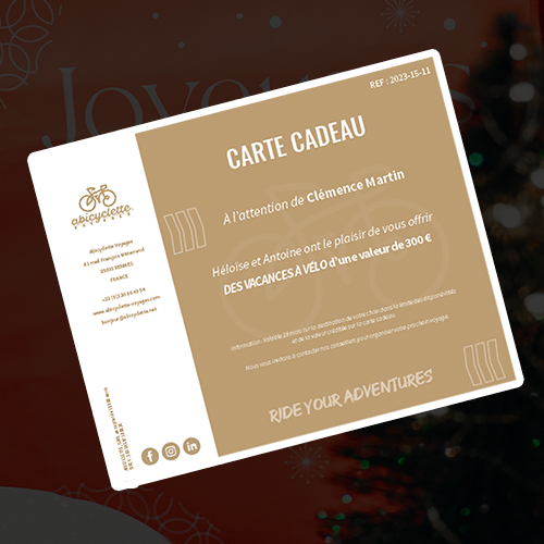 La carte cadeau Abicyclette Voyages