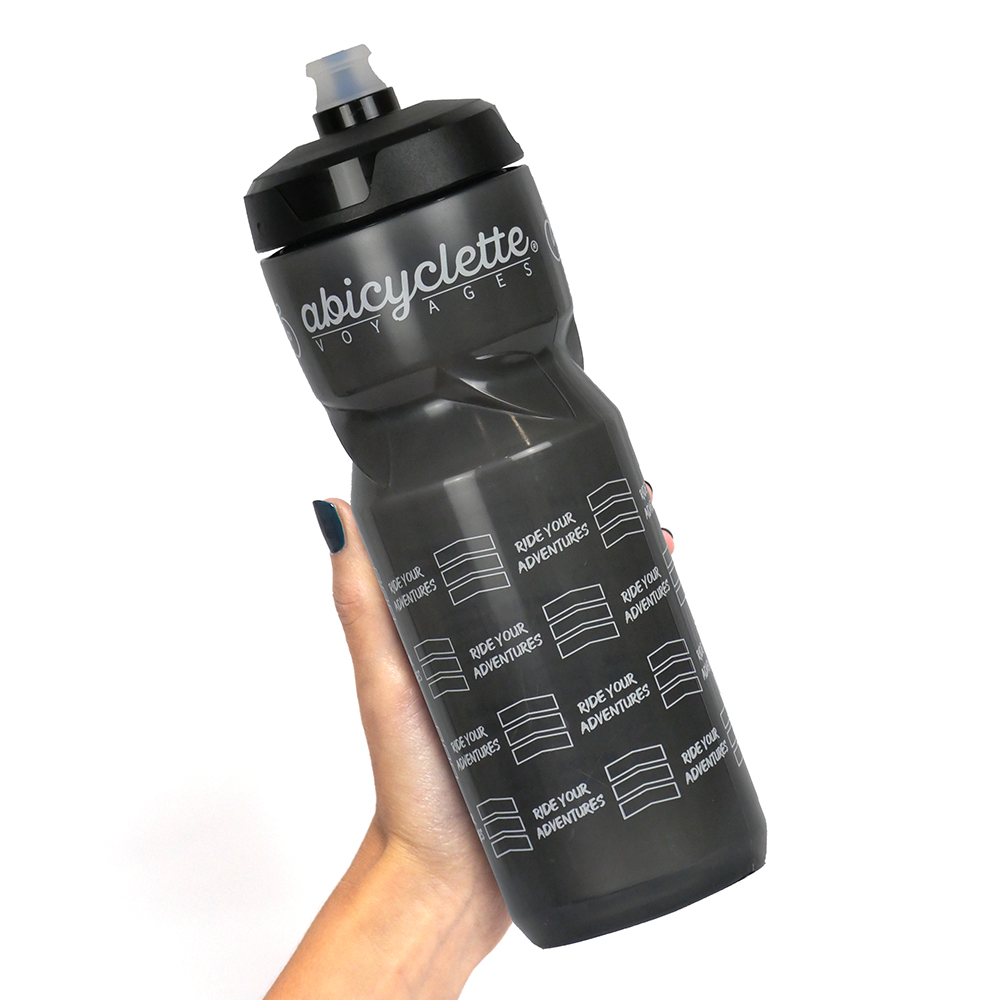 Bidon noir transparent Abicyclette Voyages