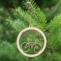 Boule de noel Abicyclette Voyages accroché au sapin
