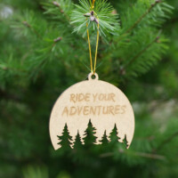 Boule de noel Abicyclette Voyages accroché au sapin