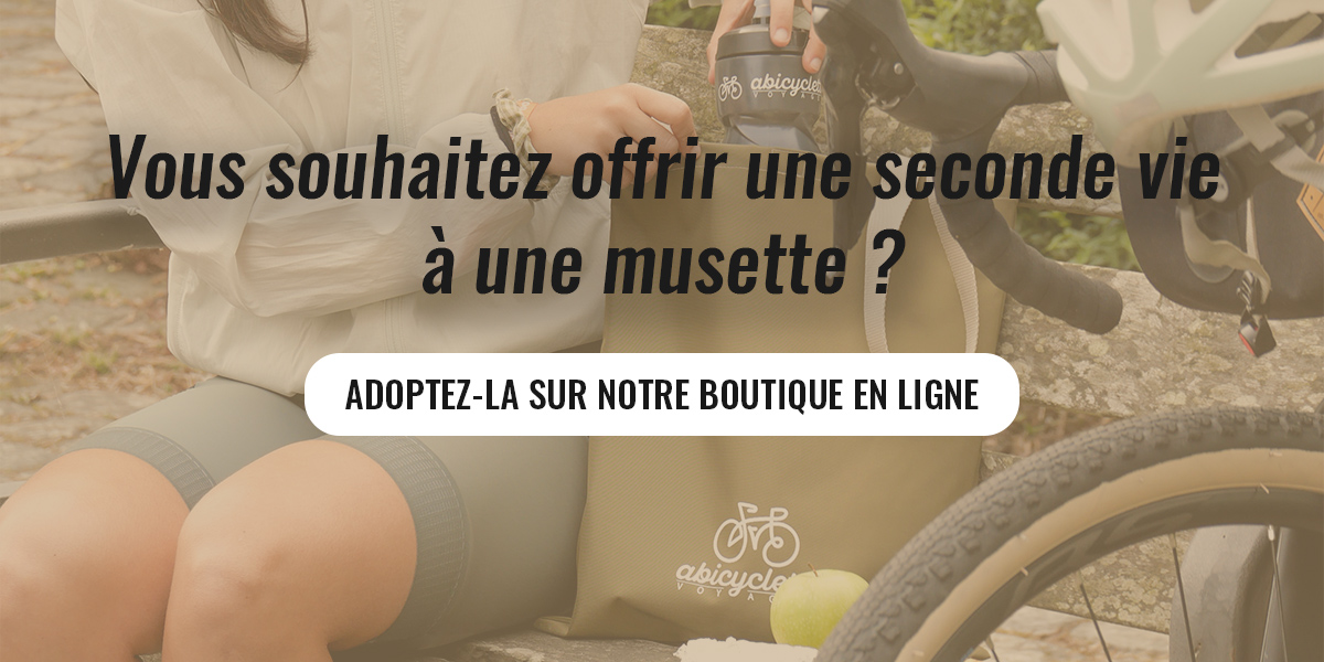 Bandeau de promotion pour acheter la musette abicyclette voyages