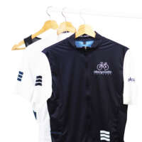 Maillot cycliste bleu Abicyclette Voyages