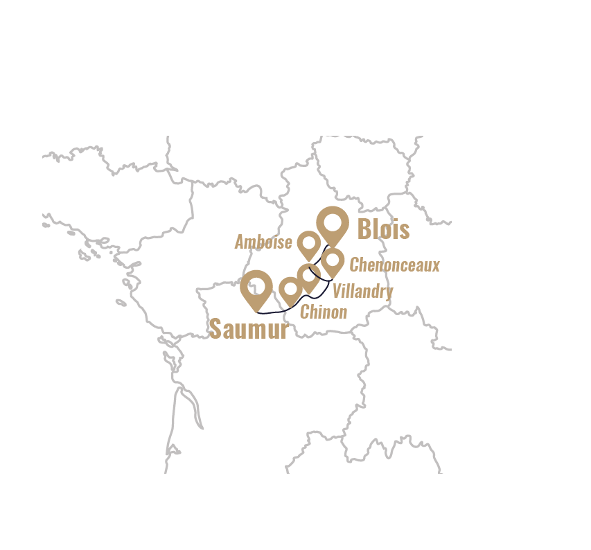 Map showing Chloé's itinerary