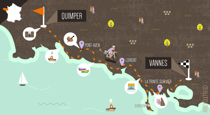 Carte séjour à vélo La Bretagne de port en port 5