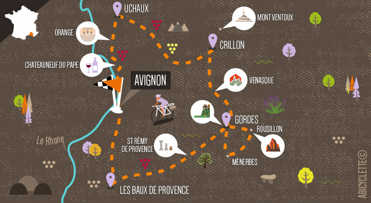 carte voyage à vélo Provence deluxe