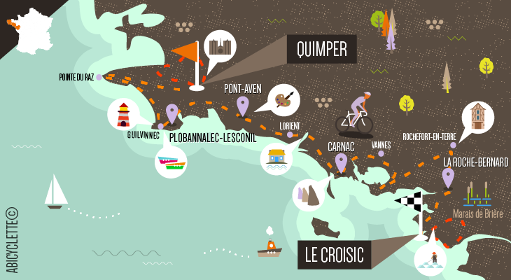 Carte Grande Traversée de la Bretagne sud