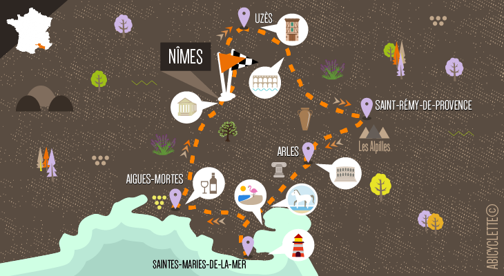 Carte itinéraire - Évasion entre Provence et Camargue