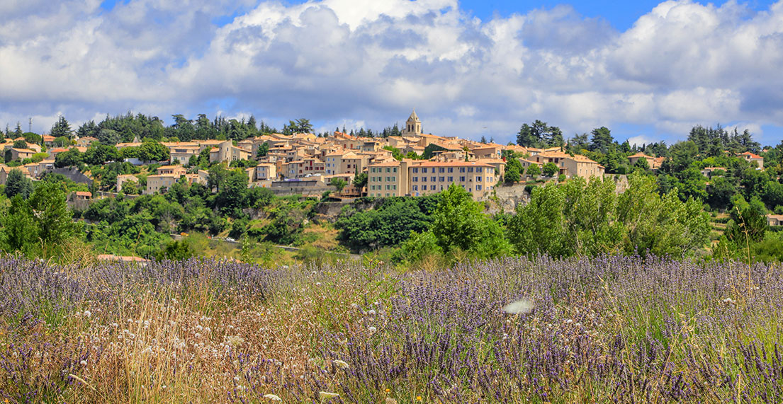 La ville de Sault vue depuis la lavande