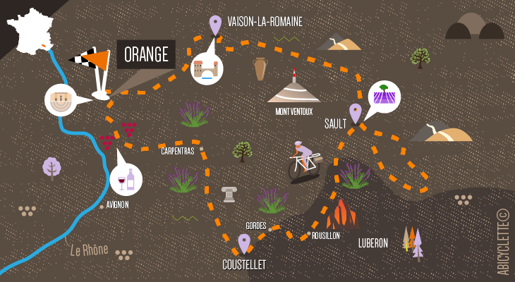 Carte La route des Lavandes à vélo