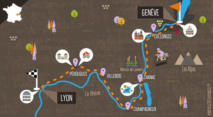 ViaRh na Cycle Route from Geneva to Lyon Abicyclette Voyages