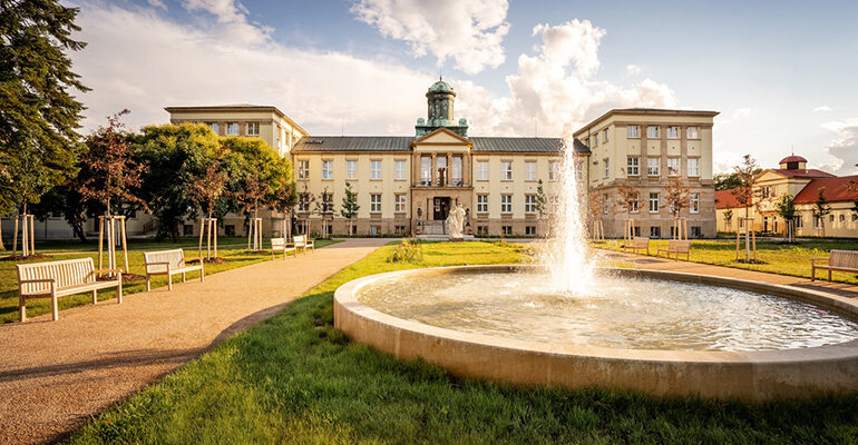 Château et parc orné d'une fontaine d'eau