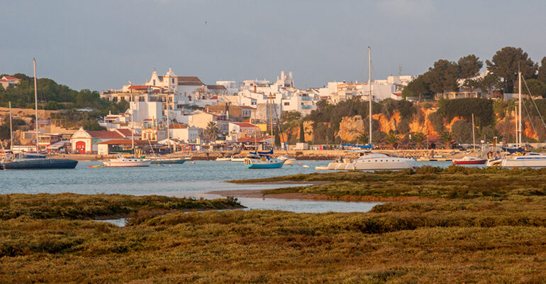 Vue sur un port d'une ville typique Portugaise