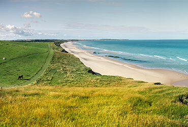 Vue sur le littoral antre terre et mer traversé d'une falaise