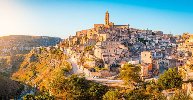 Vu aérienne du village perché de Matera