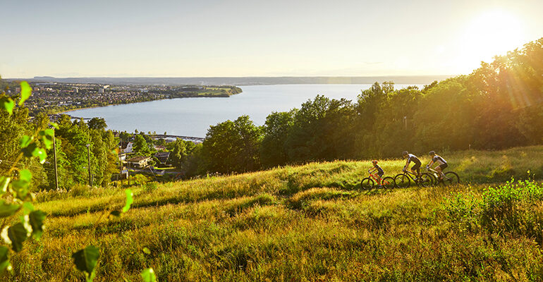 Groupe de cycliste qui se dirige vers la côte