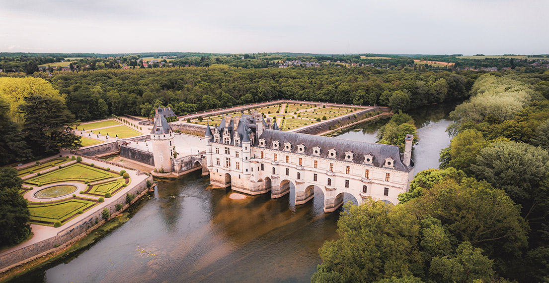 photos aéreinne du chateau de chenonceau