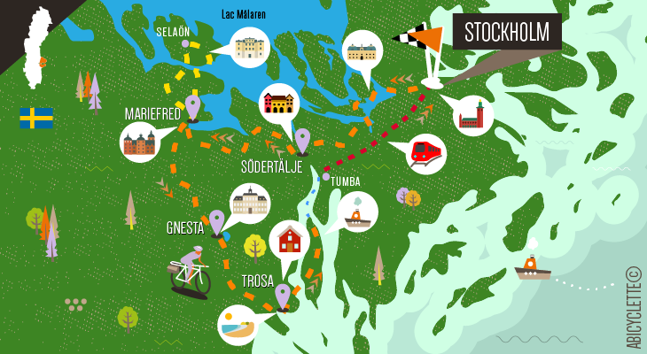 Carte séjour Stockholm et le Sörmland à vélo, entre lacs et châteaux