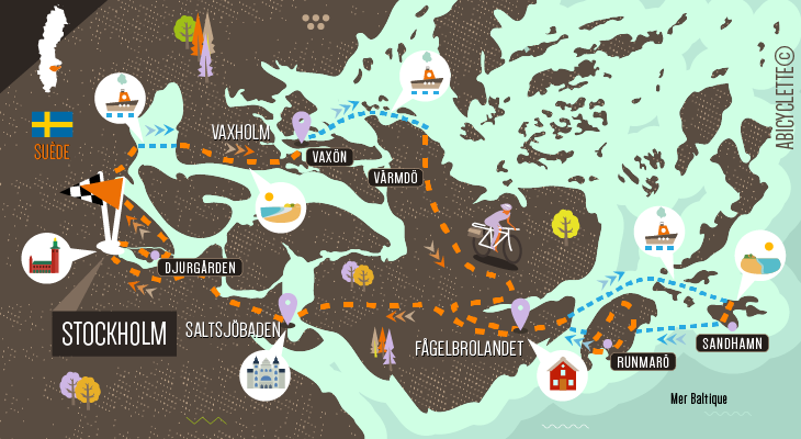 Carte séjour L'archipel de Stockholm à vélo
