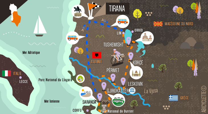 Carte séjour La traversée du Sud de l'Albanie